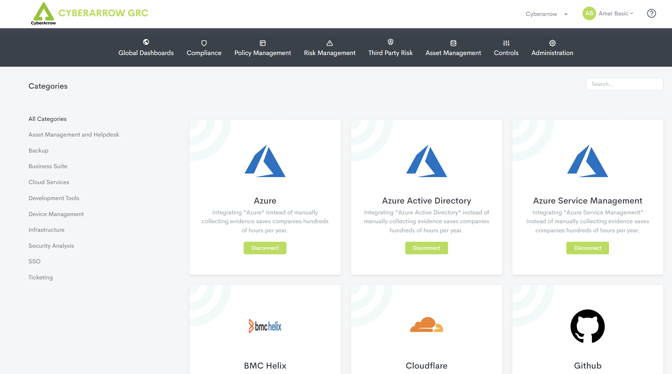 CyberArrow's GRC Dashboard